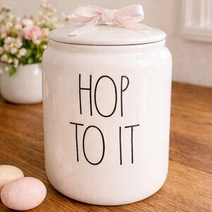 Rae Dunn HOP TO IT Easter Canister Magenta Artisan Ceramic Farmhouse